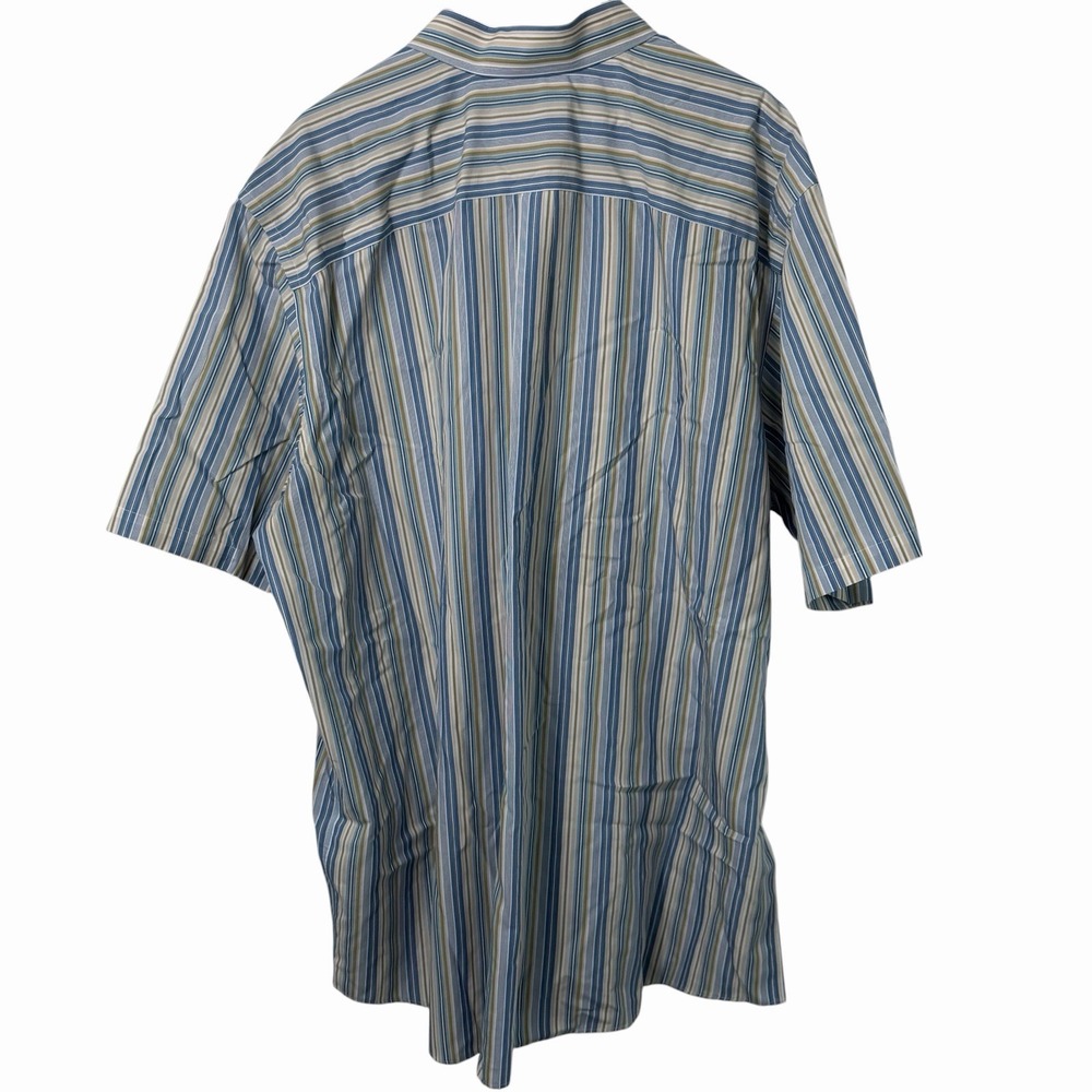Eddie Bauer Mens XXXL Tall Blue Stripe Button Front Shirt Cotton Short Sleeve - Picture 3 of 7